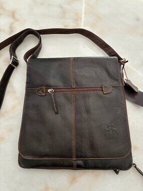 Rosme Genuine Cowhide Leather Crossbody Bag (Art. 4913) Dark Brown (NWT)